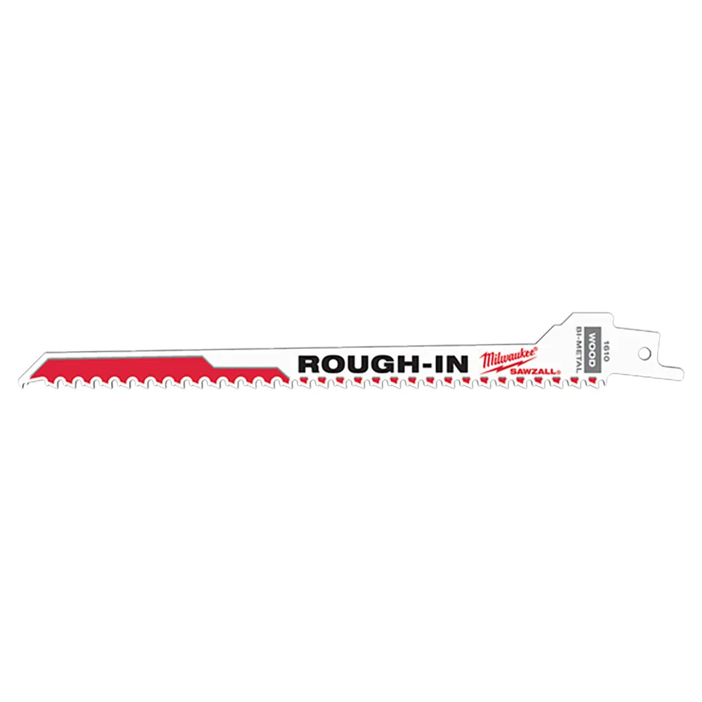 MILWAUKEE 185mm 5TPI Bi-Metal Reciprocating Saw Blade for Wood/Nail Cutting - ROUGH IN - 5 Piece 48001610