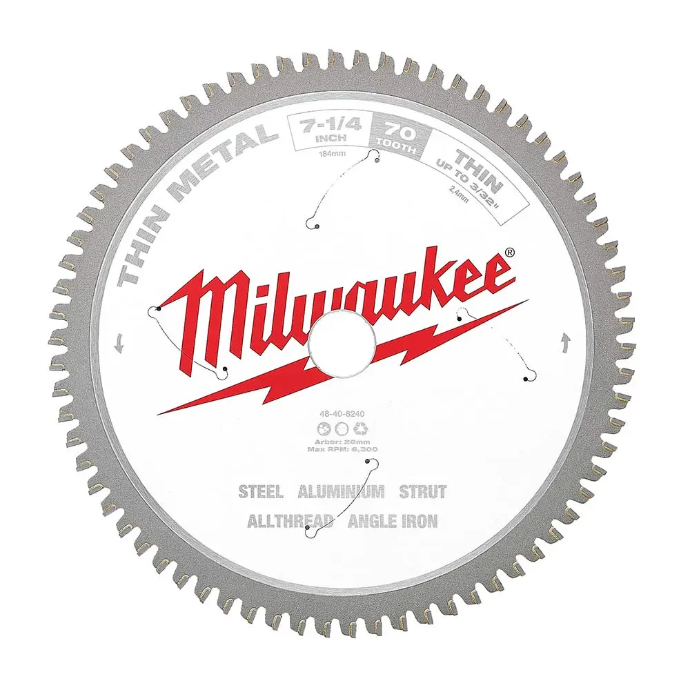 MILWAUKEE 184mm 70T TCT Blade Circular Saw for Metal Thin 48408240