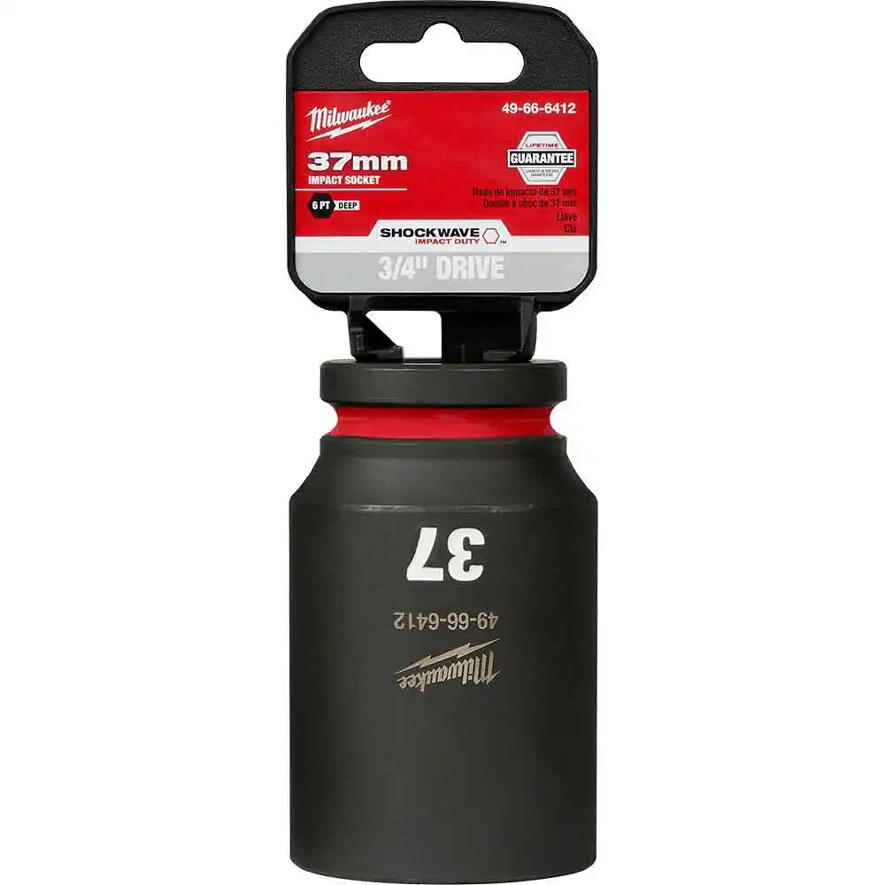 MILWAUKEE SHOCKWAVE 3/4inch Drive 37mm Deep 6 Point Impact Socket 49666412