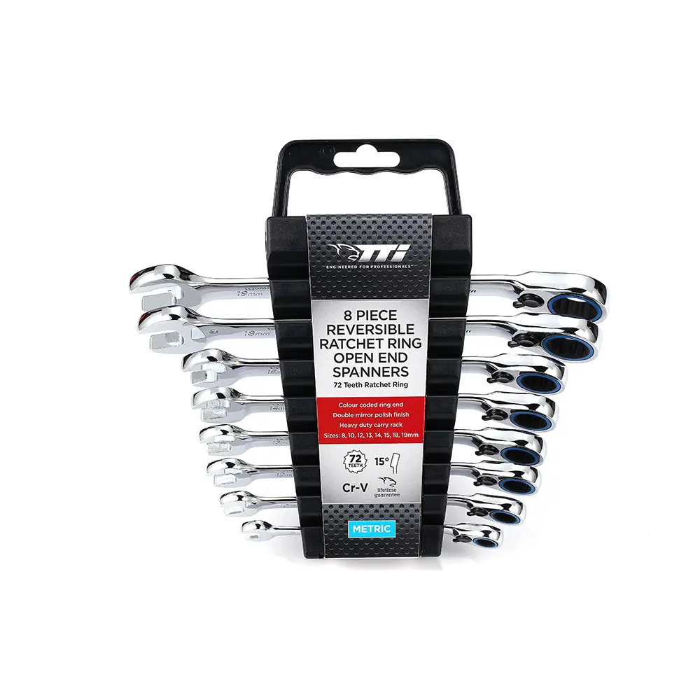 TTI 8-19mm 72T Reversible Metric Ratchet Set Ring/Open - 8 Piece TRVSM8