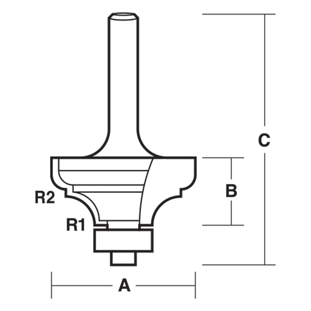CARBITOOL Router Bit TCT Provincial 1/4inch & 1/8inch -Radius 1/2inch -Shank TCRA 16 B 1/2