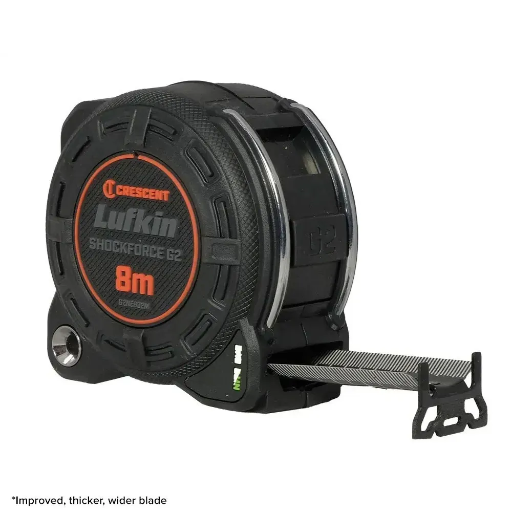 CRESCENT LUFKIN 8m x 32mm Shockforce Nite Eye Gen 2 Tape Measure - Black G2NE832M