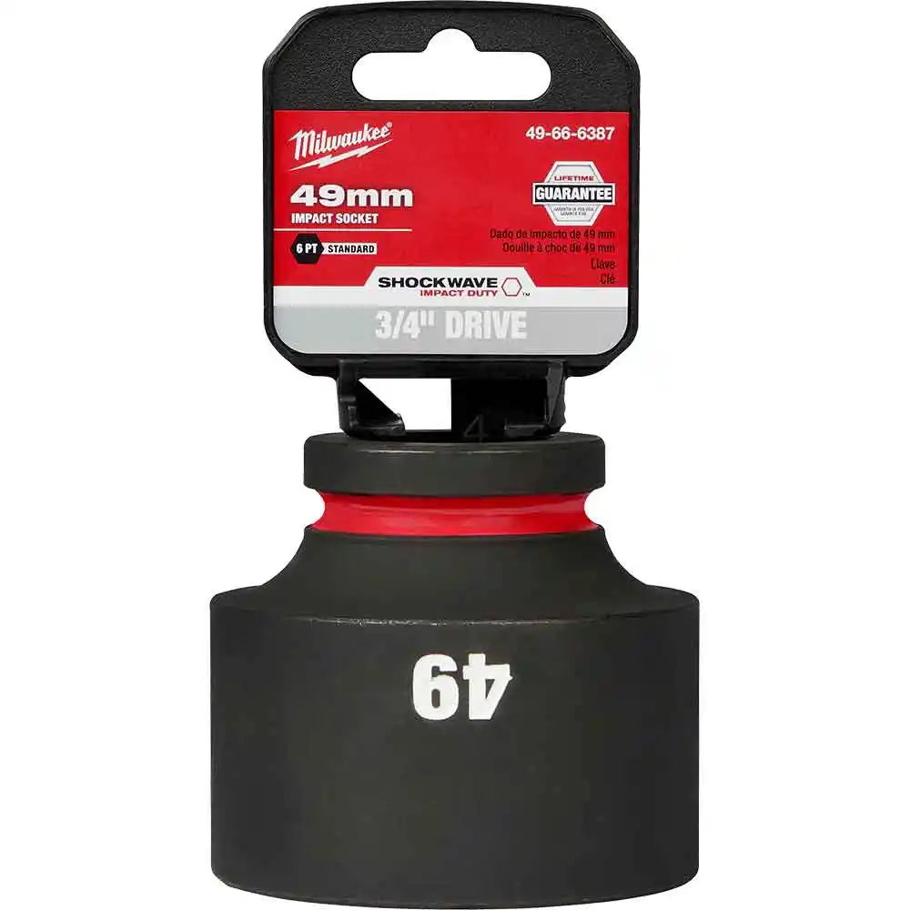 MILWAUKEE SHOCKWAVE 3/4inch Drive 49mm Standard 6 Point Impact Socket 49666387