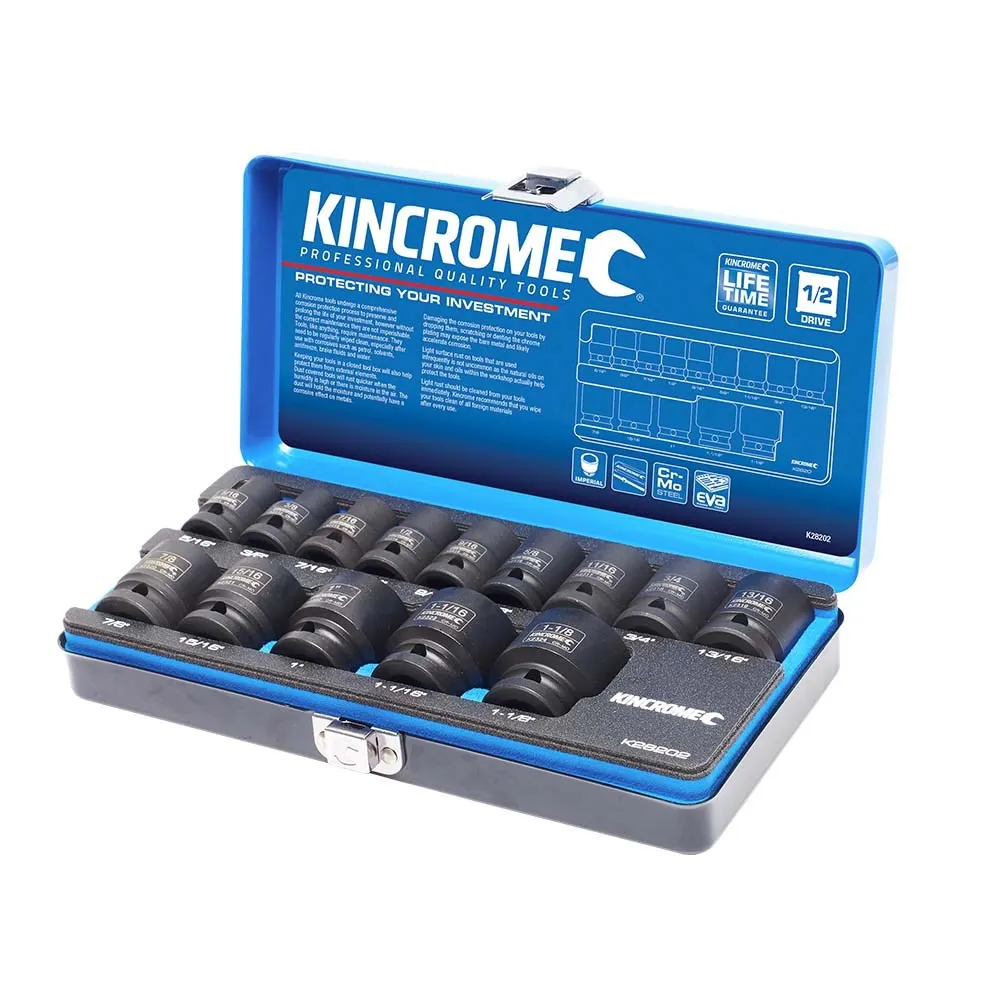 KINCROME 14 Piece 1/2 Inch Imperial Drive Impact Socket Set K28202