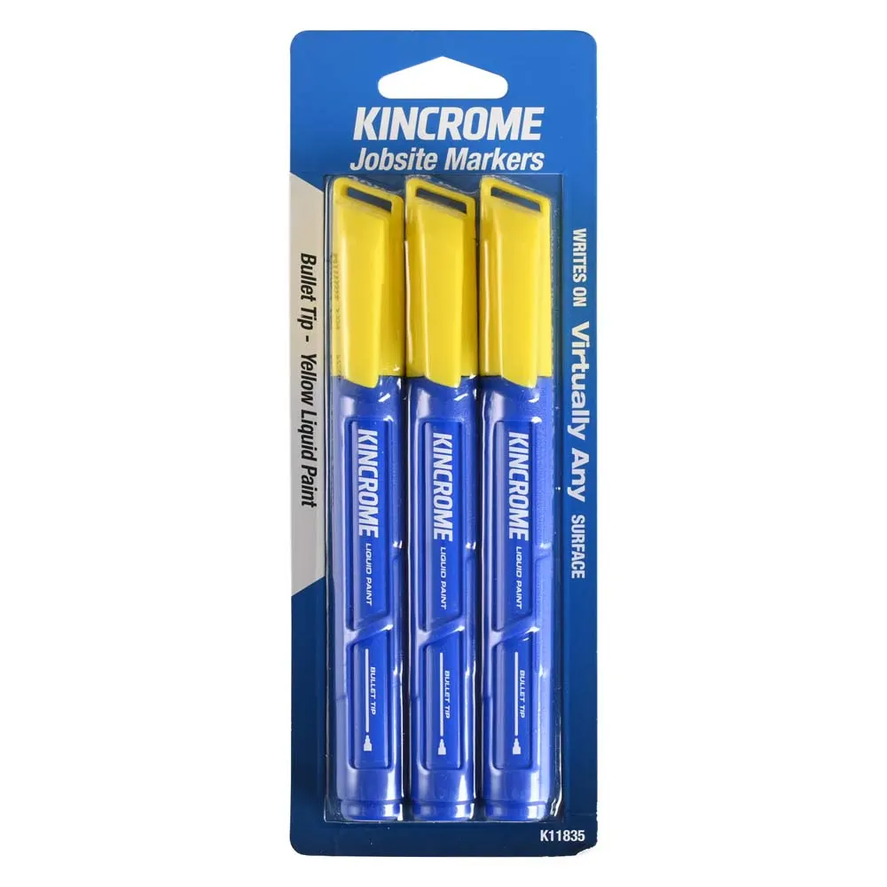 KINCROME Paint Marker Bullet Tip Yellow 3 Piece K11835