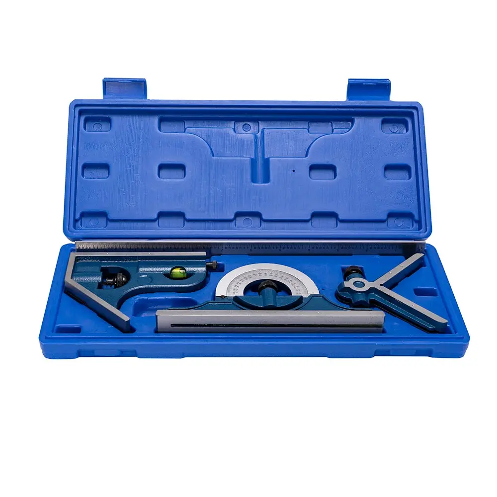 WOLF 4 Piece 12inch/300mm Square Protractor With Case Combination Set CS4SETV2