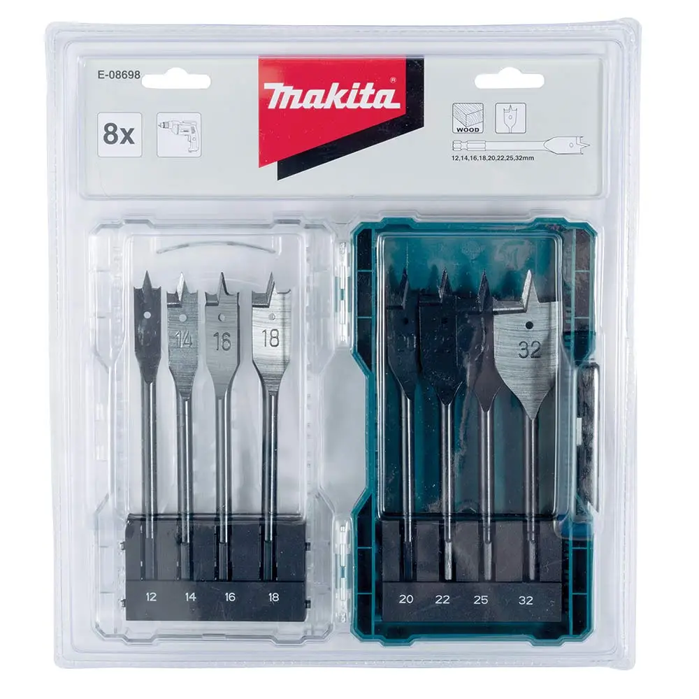 MAKITA 1/4 HEX Shank Flat Wood Spade Set - 8 Piece E-08698