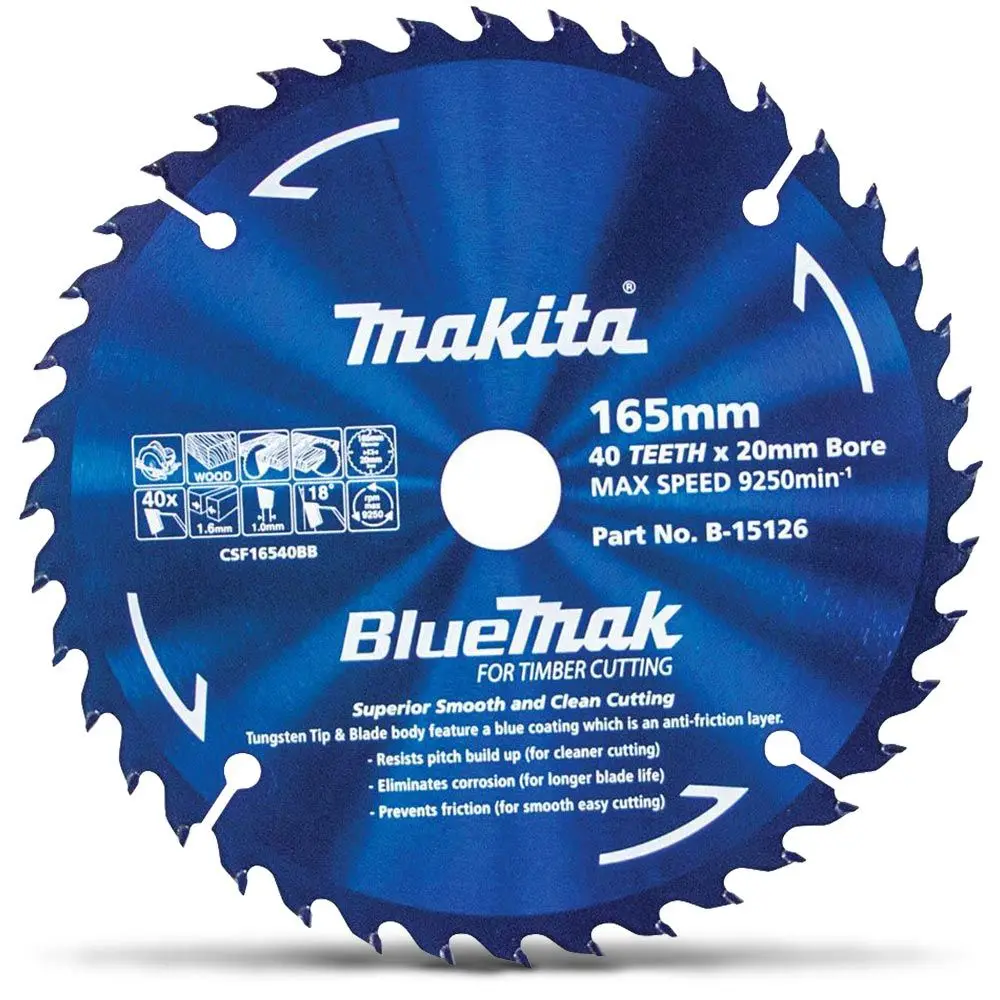 MAKITA 165mm 40T TCT Circular Saw Blade for Wood Cutting - BLUEMAK