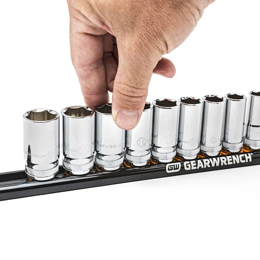GEARWRENCH 1/2inch Drive Magnetic Socket Rail Includes 14 Clips 83128