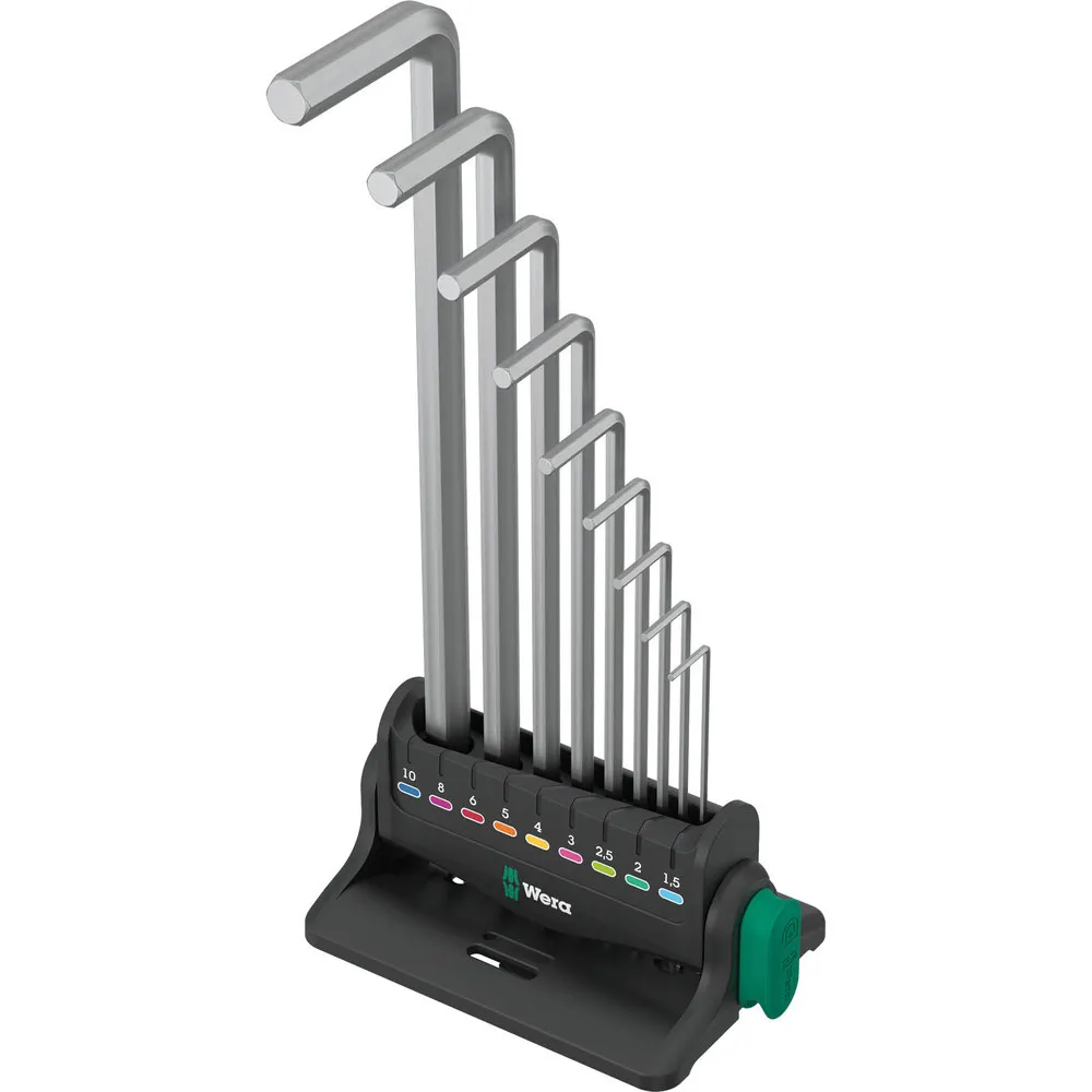 WERA 1.5-10mm Long Crv With Rack Metric Hex-L Key Set - 9 Piece WER022102
