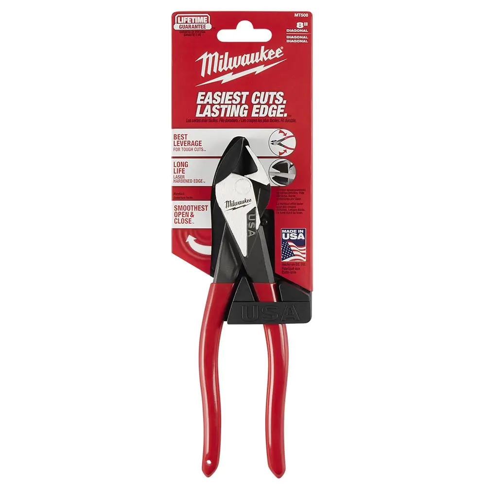 MILWAUKEE 203mm USA Made Plastic Grip Handle Diagonal Cutter Plier MT508