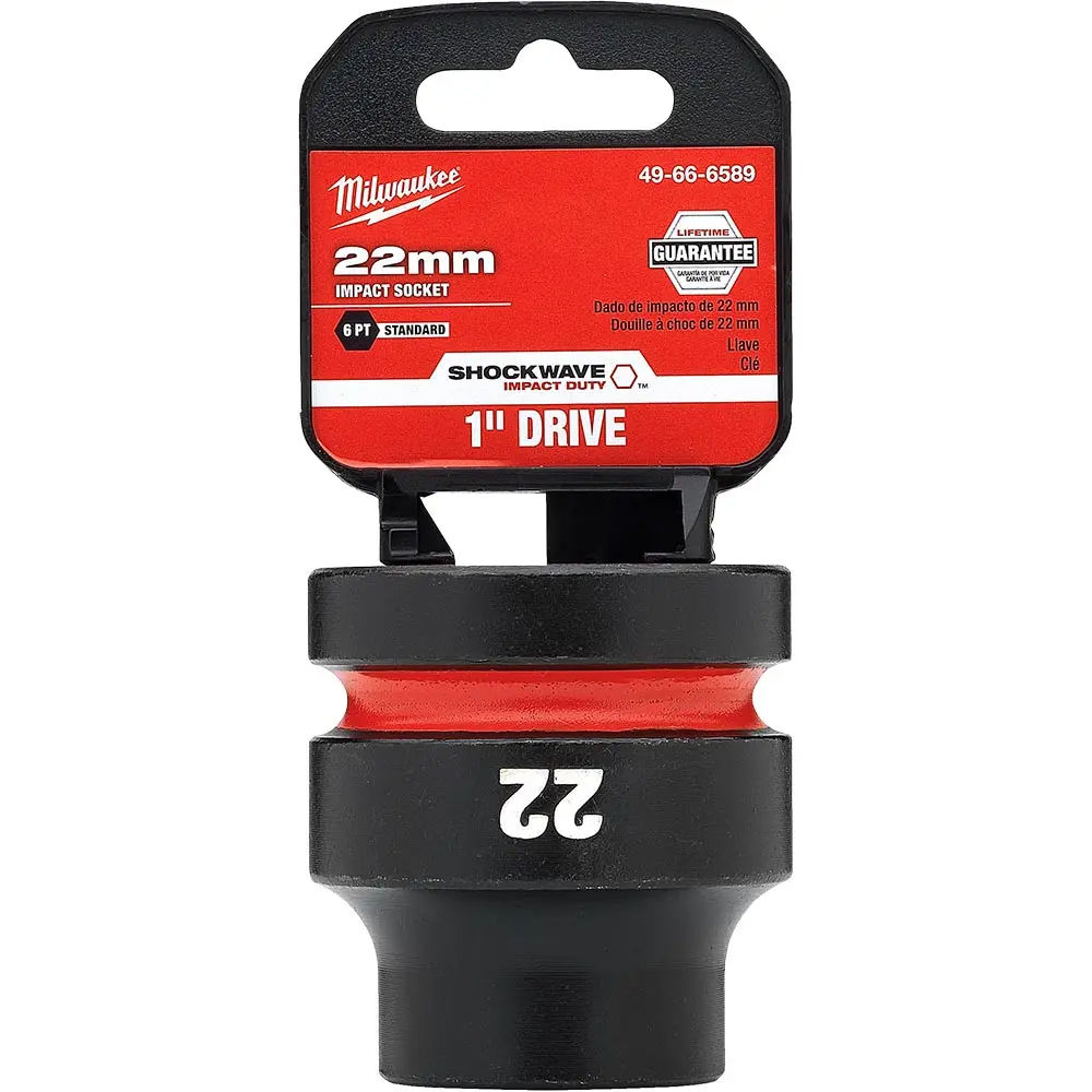 MILWAUKEE SHOCKWAVE 1inch Drive 22mm Standard 6 Point Impact Socket 49666589