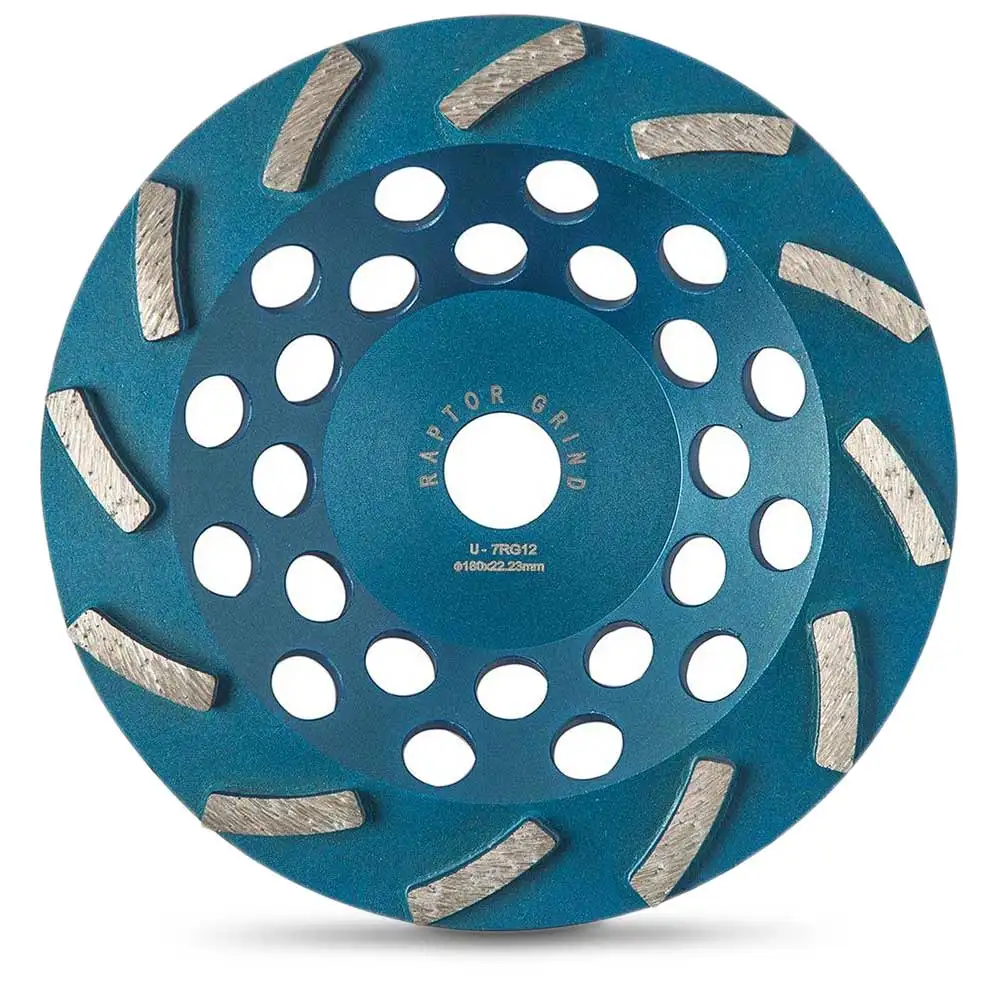 UNITEC 180mm 12-Segment Spiral Diamond Grinding Cup - RAPTOR U-7RG12