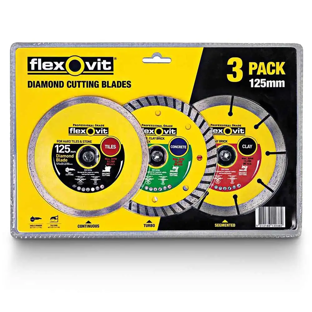 FLEXOVIT 125mm Diamond Blade Set - 3 Piece