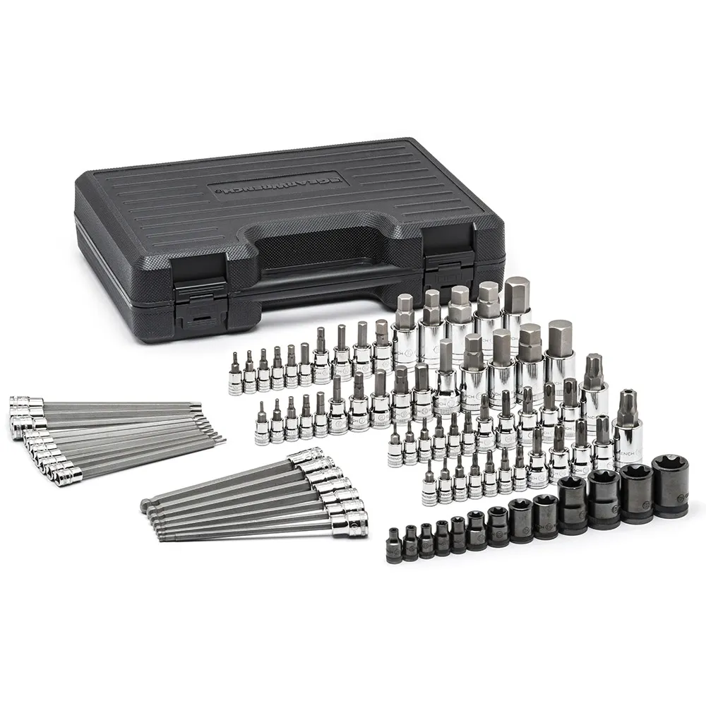 GEARWRENCH 84 pcs 1/4inch, 3/8inch, and 1/2inch Drive SAE/Metric Hex and Torx Bit Socket Set 80742