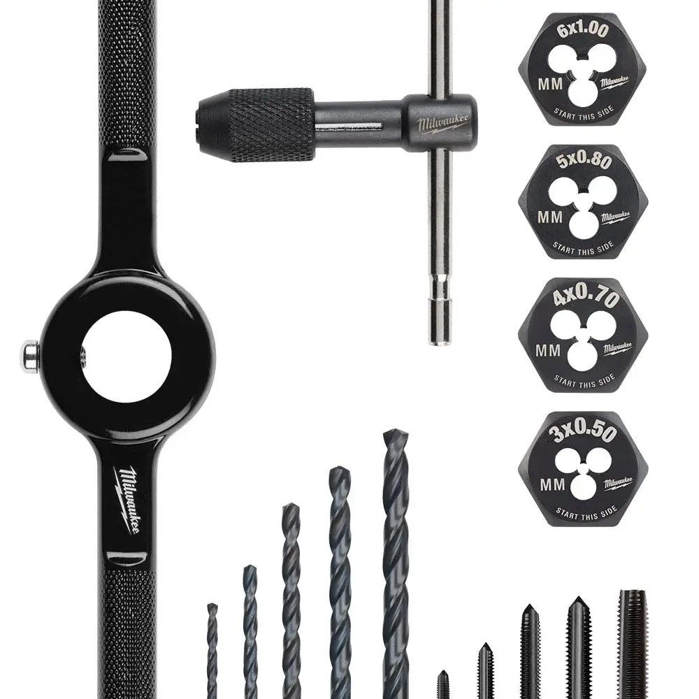 MILWAUKEE Metric Tap and Die 17 Piece Set - High Carbon Steel 49225655