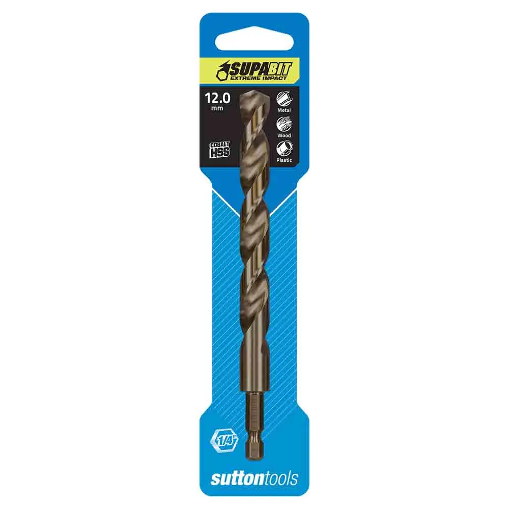 SUTTON 12.0mm 1/4-Hx Drill Bit HSS Co Metal Supabit D2131200