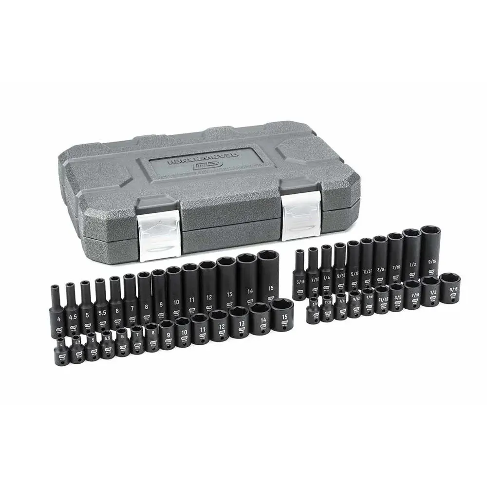 GEARWRENCH 1/4inch Drive 6 Point Standard & Deep Impact Sae/Metric Socket Set - 48 Piece 84902