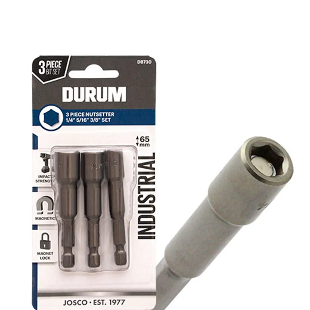 DURUM 1/4-3/8inch x 65mm Magnetic Power Nutsetter Set - 3 Piece