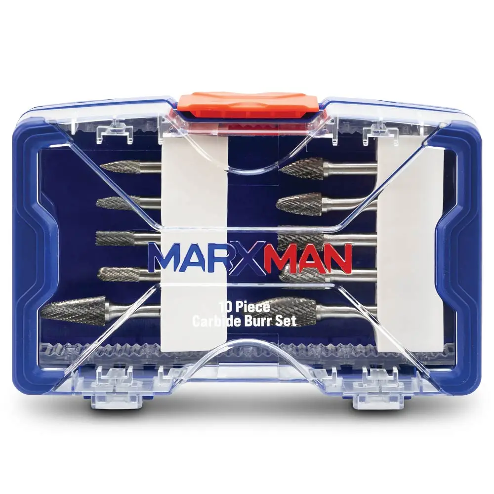 MARXMAN 1/4-Sh D-Cut Carbide Burr TC Bit Set - 10 Piece MCBS10PC