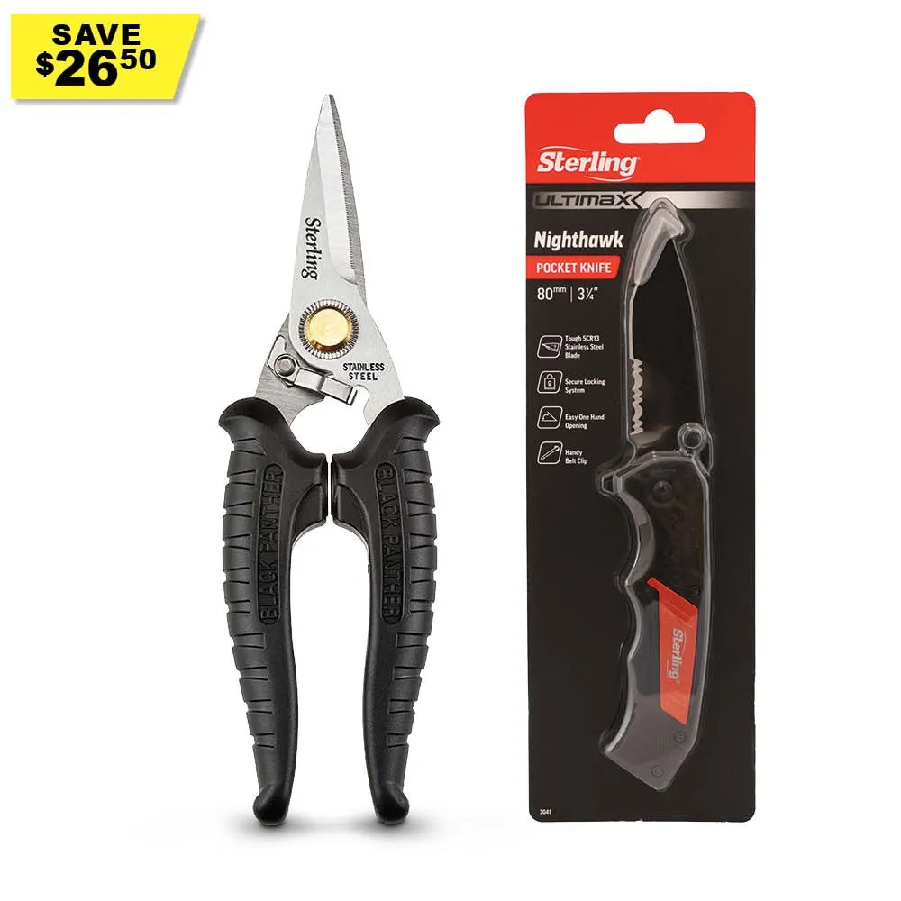 STERLING 185mm Snips + Folding Knife 29-701-B1