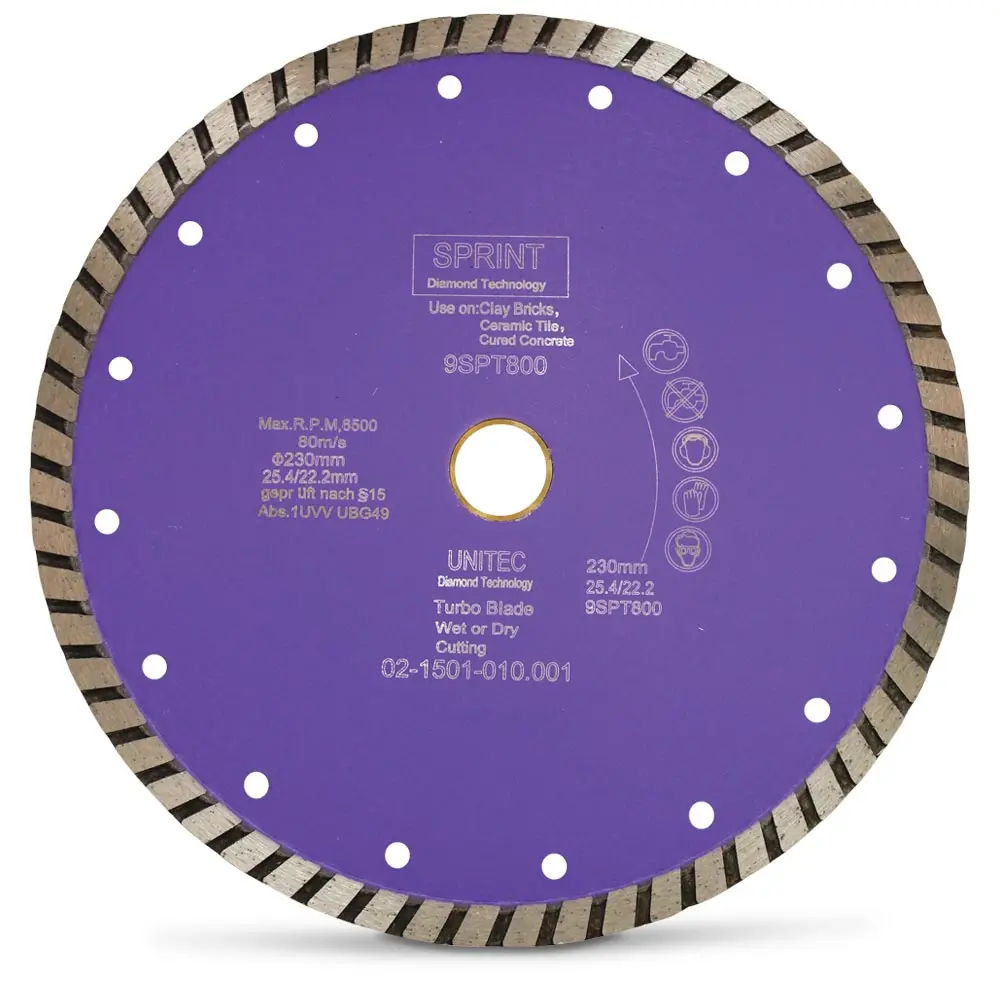 UNITEC 230mm Turbo Diamond Blade for General Purpose Cutting - SPRINT U-9SPT800