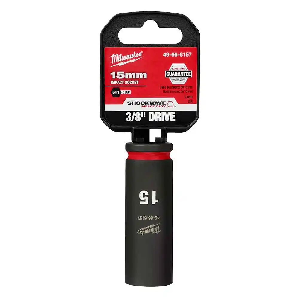 MILWAUKEE SHOCKWAVE 3/8" Drive 15mm Deep 6 Point Impact Socket 49666157