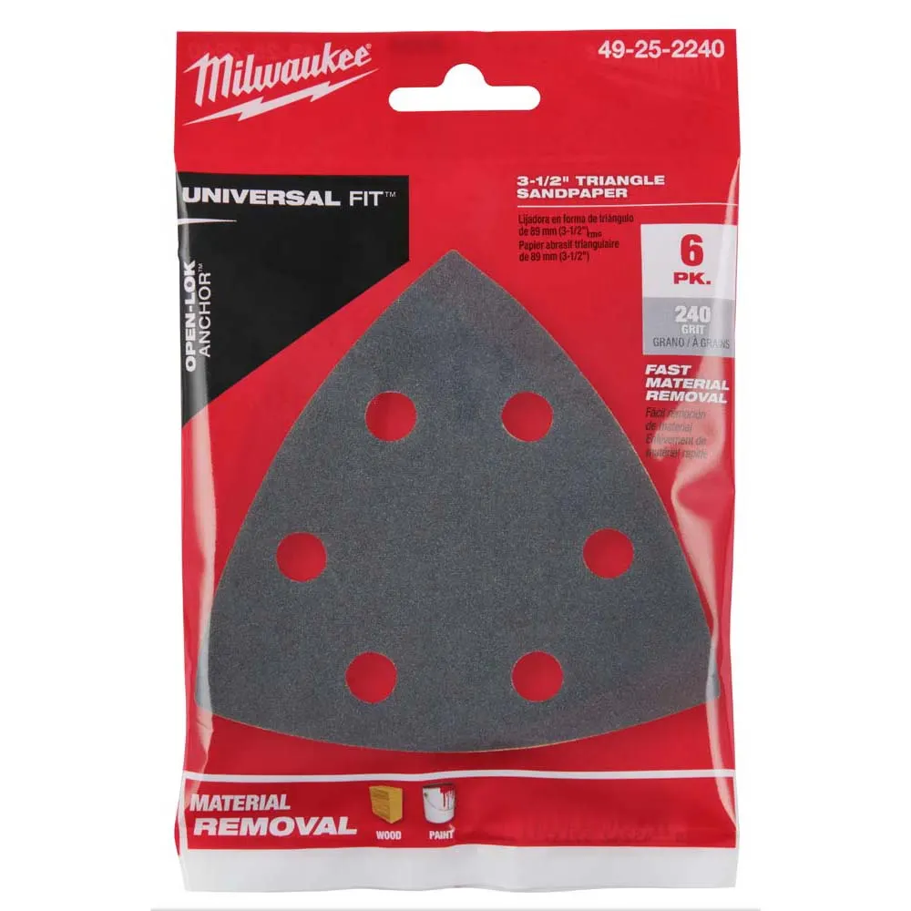 MILWAUKEE 6 piece OPEN-LOK 240 Grit Sand Paper 49252240