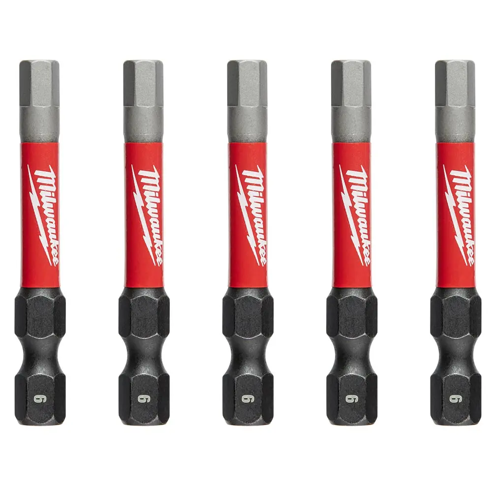 MILWAUKEE SHOCKWAVE 6mm x 50mm (2") Power Bit Hex - 5 Pack 48324690