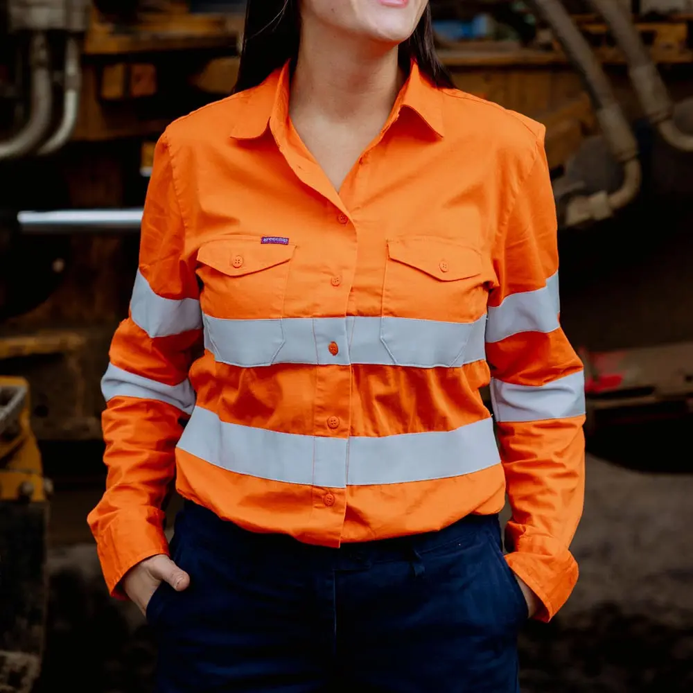 GREEN HIP Hi-Vis Light Weight Shirt Reflective Orange SLS-HIVISREF-O 06