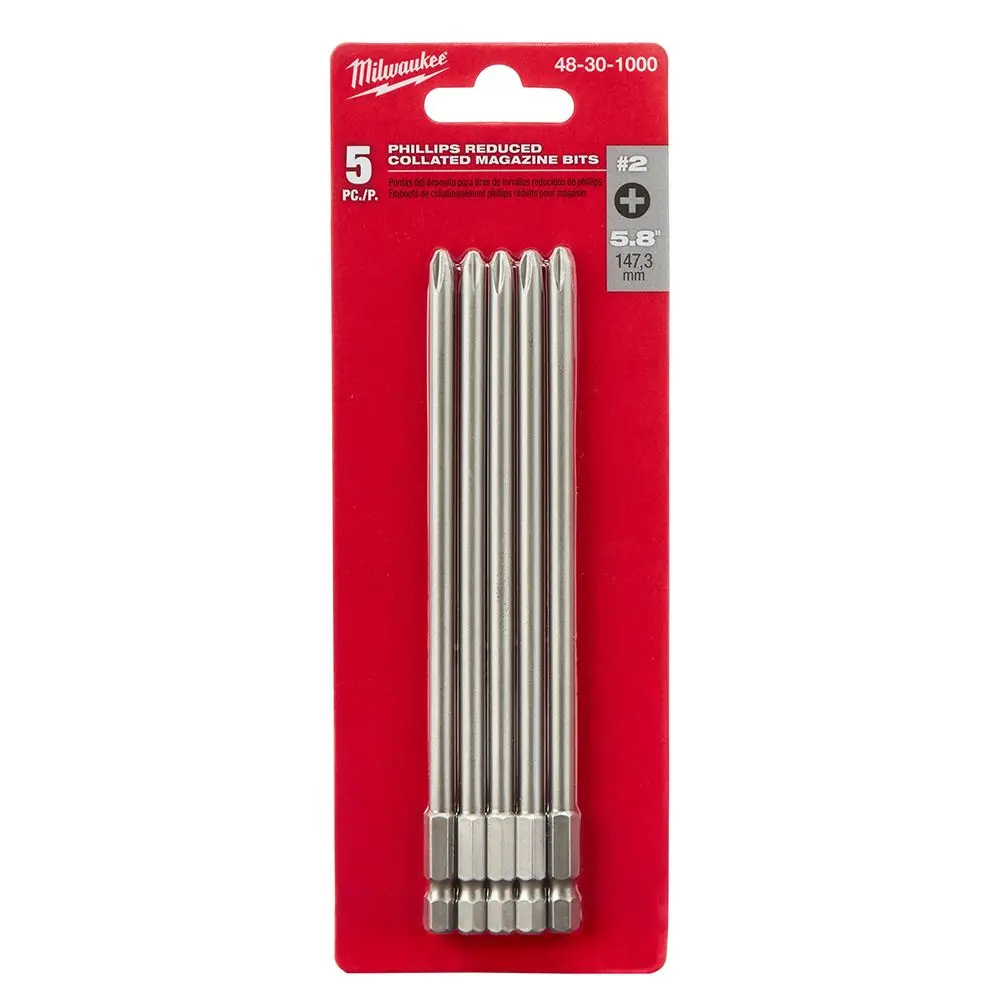 MILWAUKEE 18V Phillips Power Screwdriver Bit Suits Collated Screwgun - 5 Piece 48301000