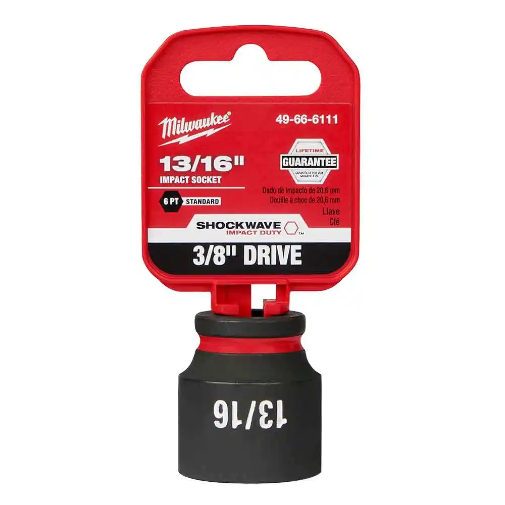 MILWAUKEE SHOCKWAVE 3/8" Drive 13/16" Standard 6 Point Impact Socket 49666111