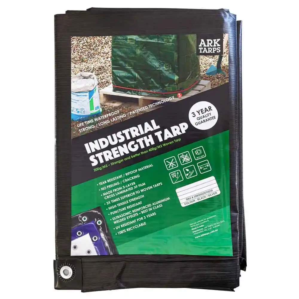 ARK TARPS 3M x 4M Silver/Black Industrial Strength Tarp 20BS0030T0040