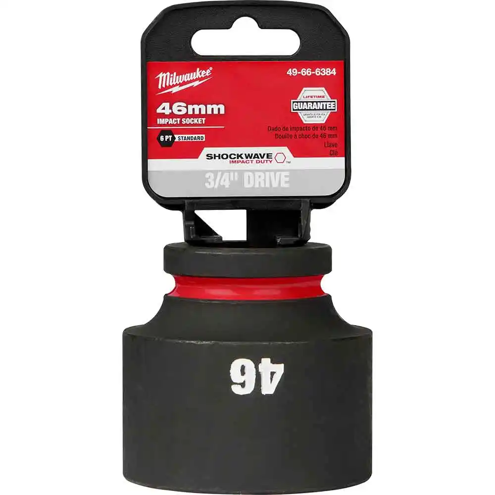 MILWAUKEE SHOCKWAVE 3/4inch Drive 46mm Standard 6 Point Impact Socket 49666384