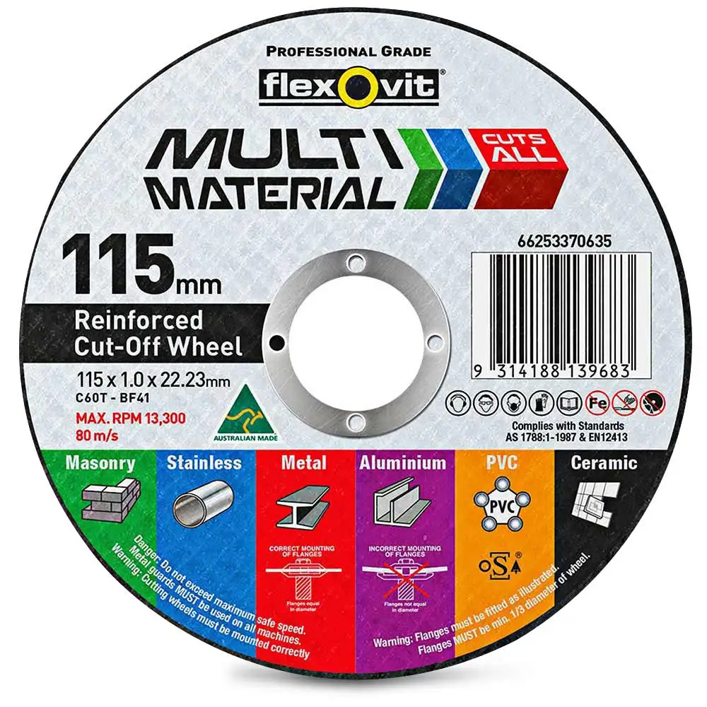 FLEXOVIT 115 x 1.0mm Multi-Purpose Cut Off Disc - MULTIMATERIAL
