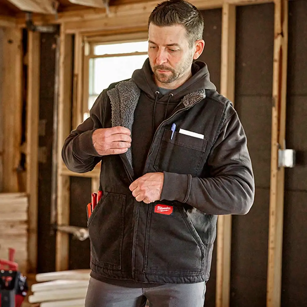 MILWAUKEE GRIDIRON Sherpa Lined Vest - Black 801B
