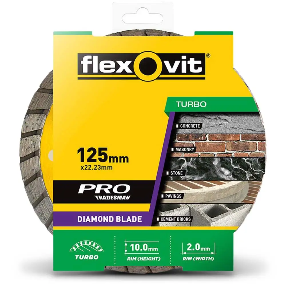 FLEXOVIT 125mm Turbo Diamond Blade for Concrete & Clay Bricks - PRO TRADESMAN