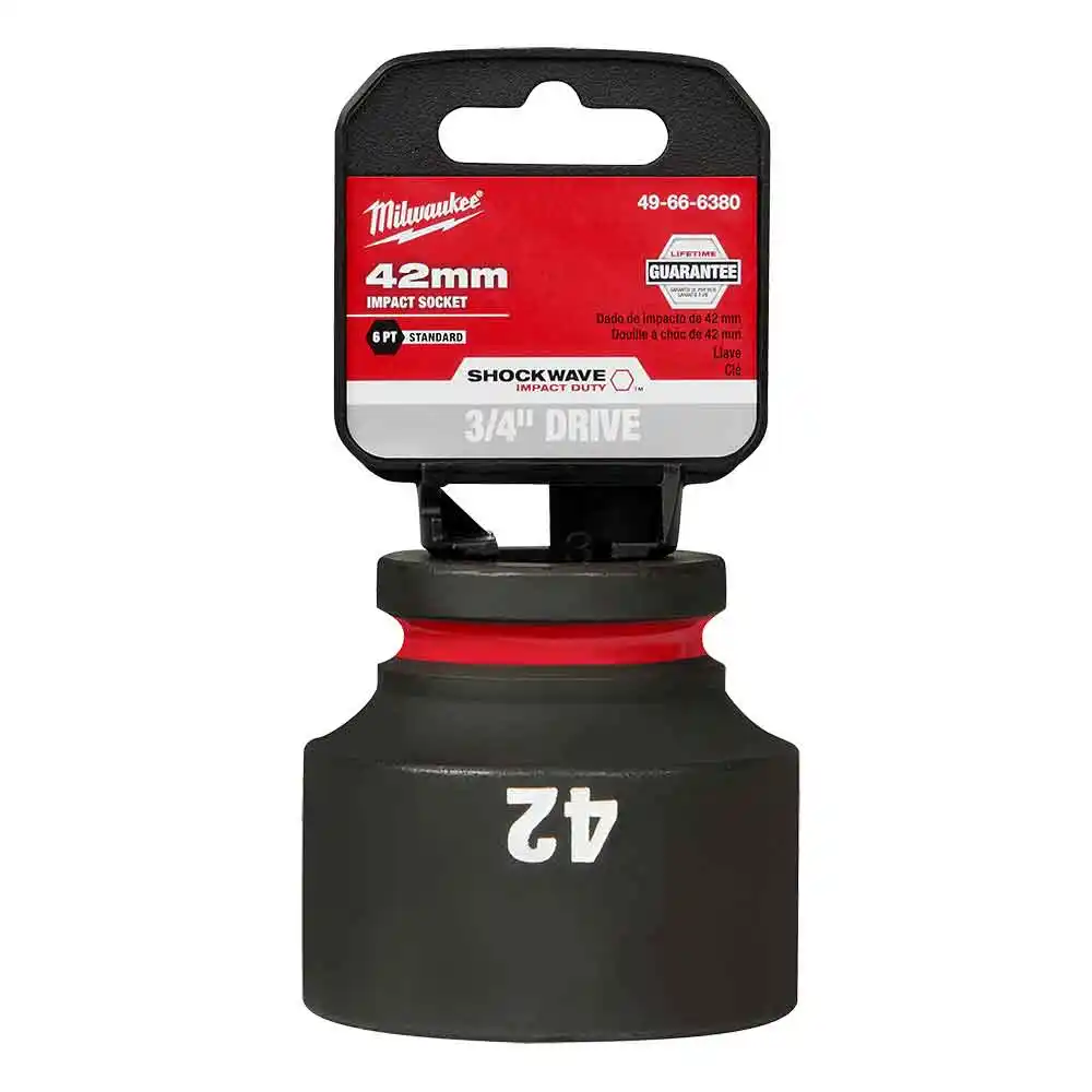 MILWAUKEE SHOCKWAVE 3/4inch Drive 42mm Standard 6 Point Impact Socket 49666380