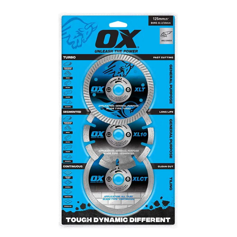 OX 125mm General Purpose Segmented Diamond Blade Set - 3 Piece OX-XL3PK-5