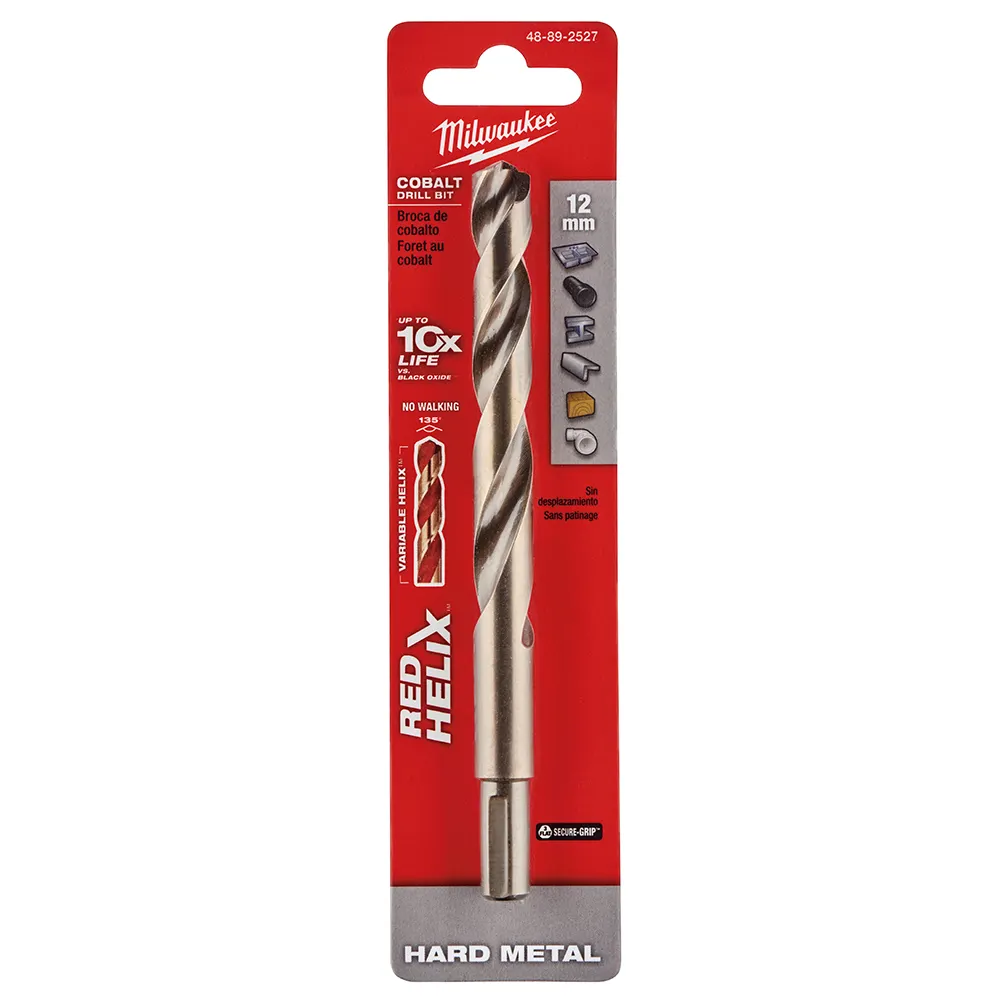 MILWAUKEE 12 x 151mm HSS-Cobalt Metal Jobber Drill Bit - RED HELIX 48892527