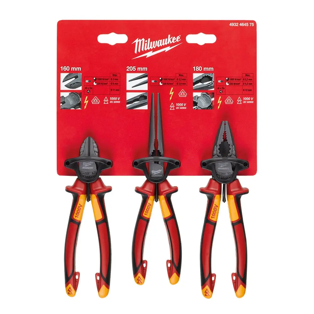MILWAUKEE VDE Pliers Set - 3 Piece 4932464575