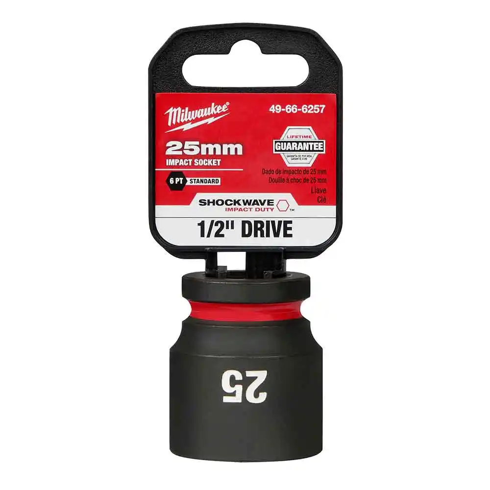 MILWAUKEE SHOCKWAVE 1/2" Drive 25mm Standard 6 Point Impact Socket 49666257