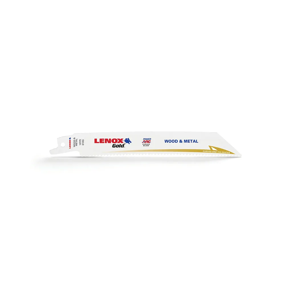 LENOX 6" 10TPI Gold Power Arc Reciprocating Saw Blade - 5 Piece 21064610GR