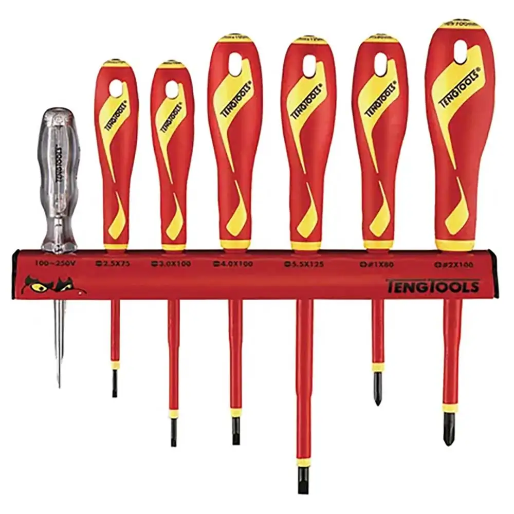 TENG TOOLS 1000V VDE Wall Rack Screwdriver Set - 7 Piece TE-WRMDV07N