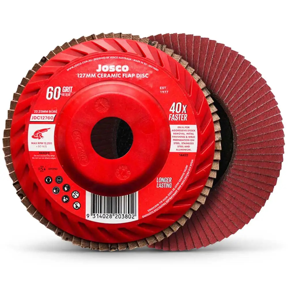 JOSCO 125mm 60-Grit Ceramic Flat Flap Disc