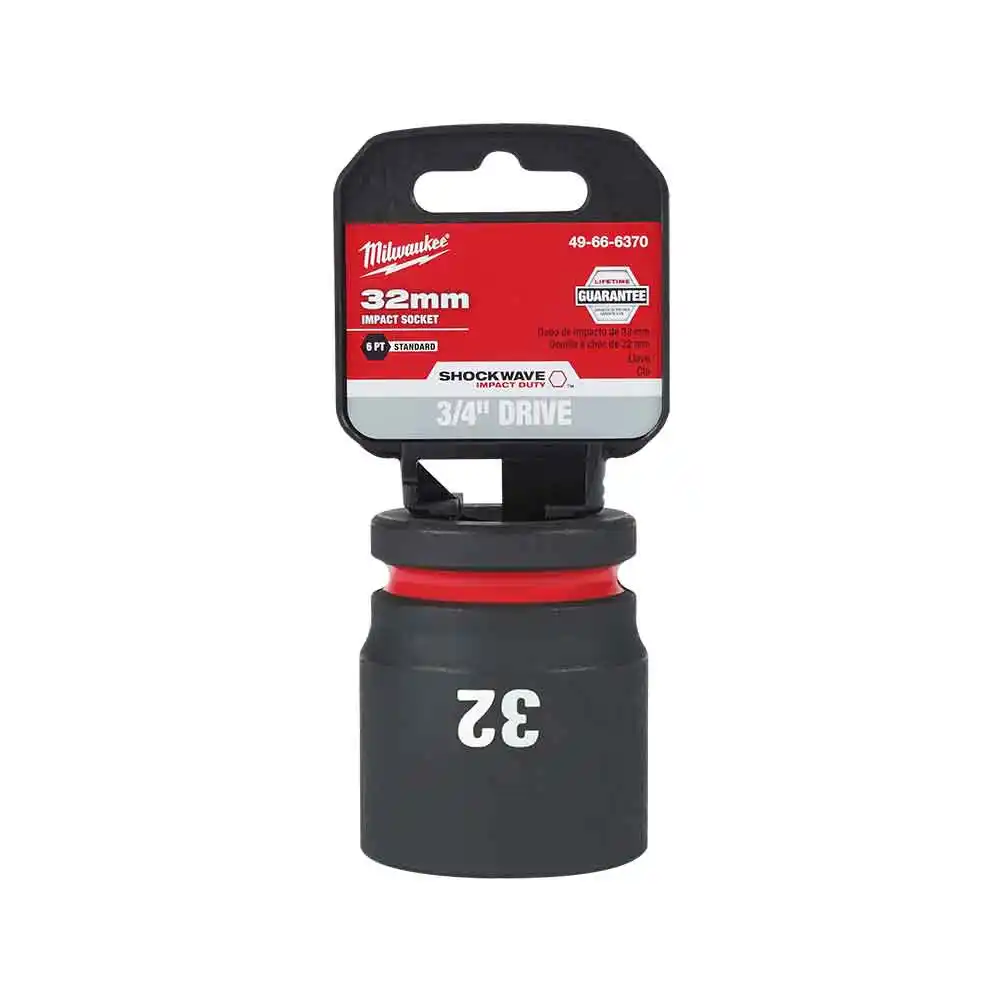MILWAUKEE SHOCKWAVE 3/4inch Drive 32mm Standard 6 Point Impact Socket 49666370