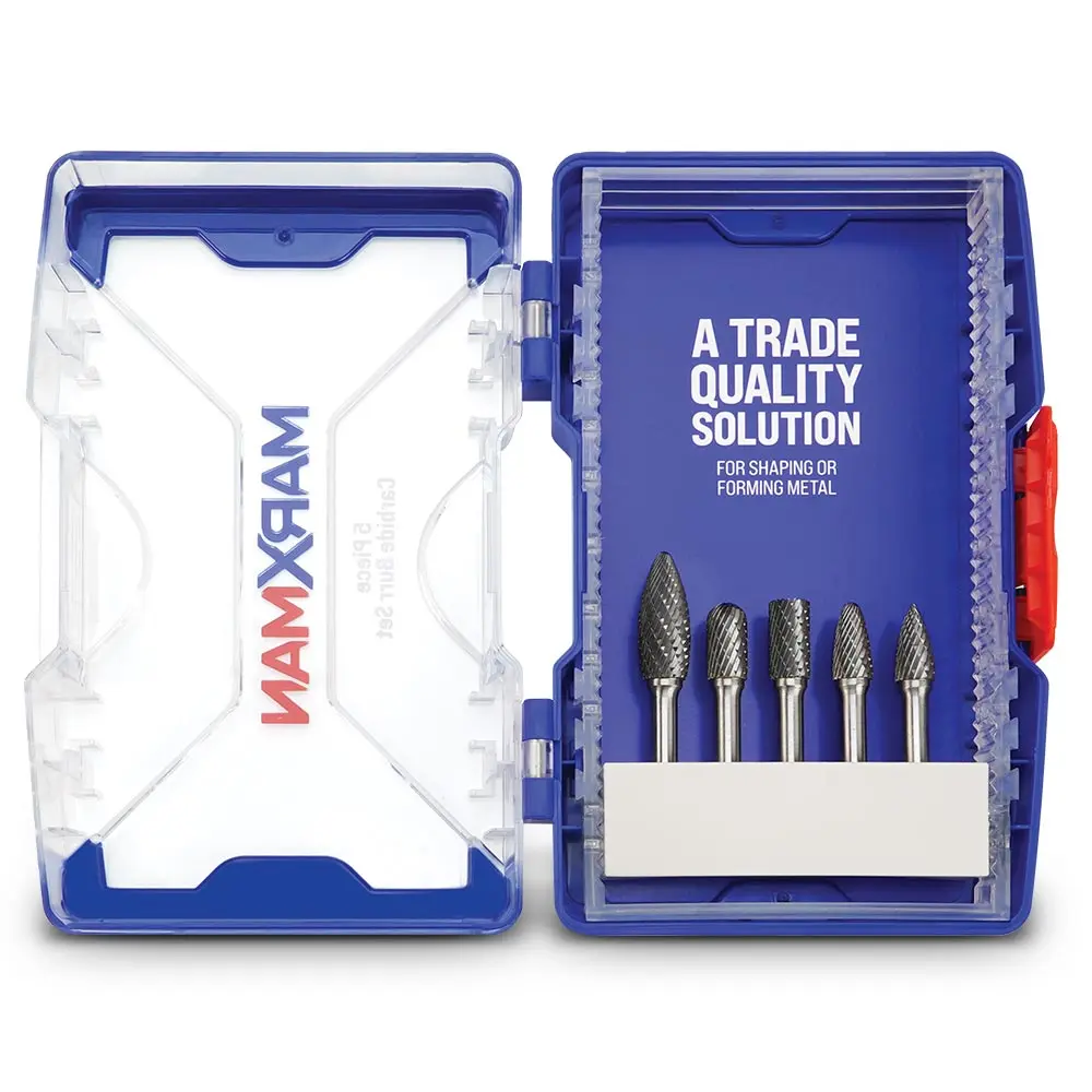 MARXMAN 1/4-Sh D-Cut Carbide Burr TC Bit Set - 5 Piece MCBS5PC