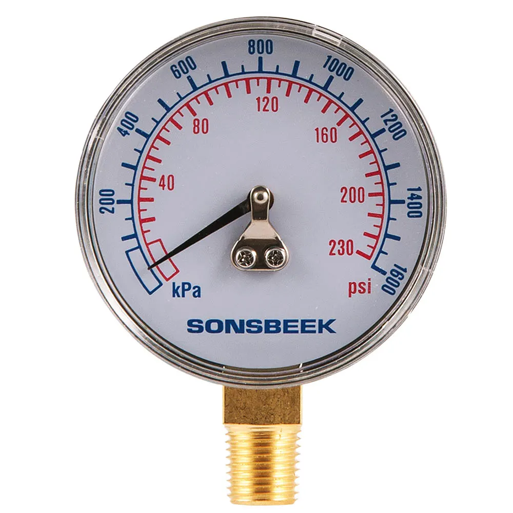 SONSBEEK GAUGE PRESSURE 0-230PSI 1/4inch BSP 63MM DIAL BOTTOM ENTR