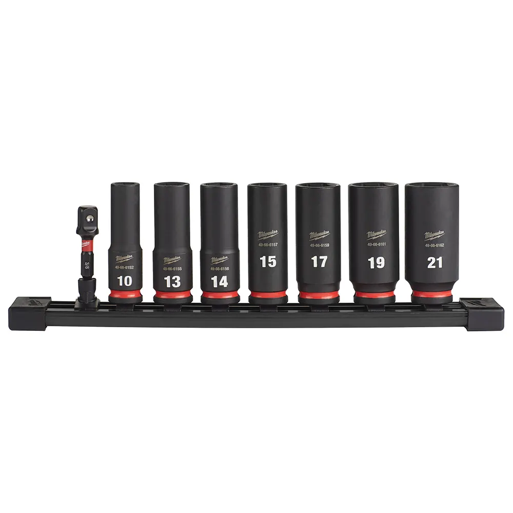 MILWAUKEE 8 Piece 3/8inch Drive 6 Point Shockwave Metric Deep Impact Socket Set 49667021