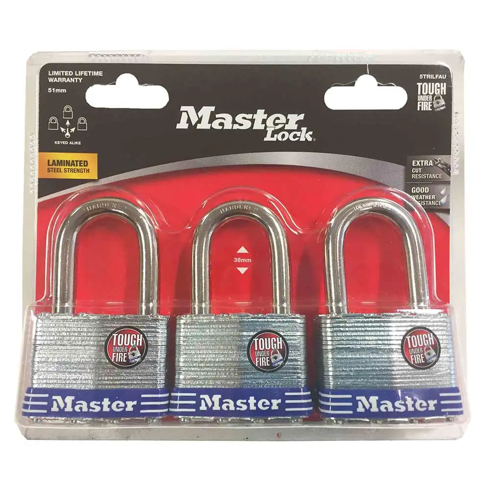 MASTER 51mm Laminated Steel Padlocks - 3 Pack 5TRILFAU